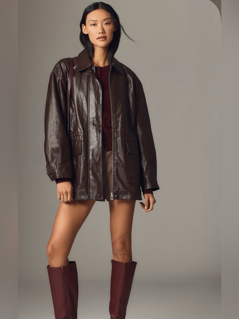 Anthropologie Faux Leather Cinch Waist Jacket